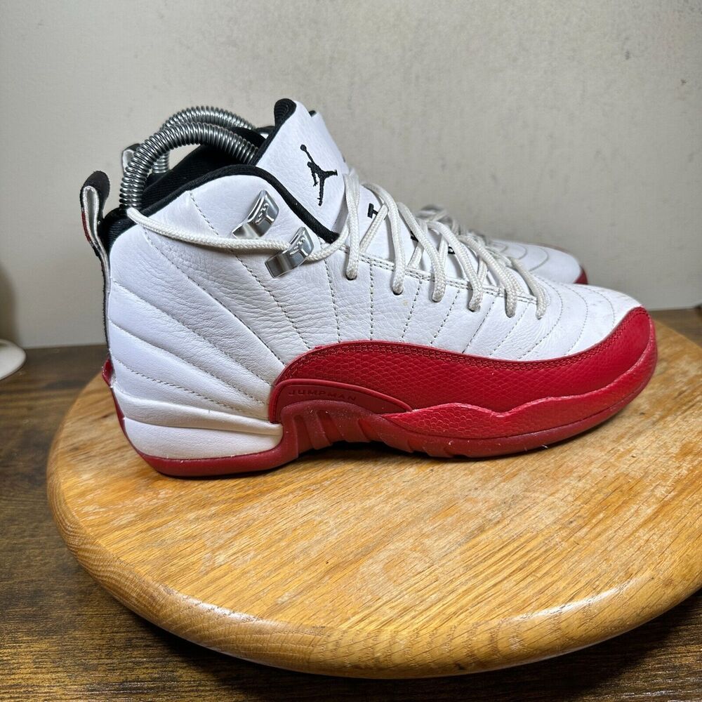 Air Jordan 12 Retro Cherry White Red GS 153265-116 Shoes Sneakers Women's Size 7
